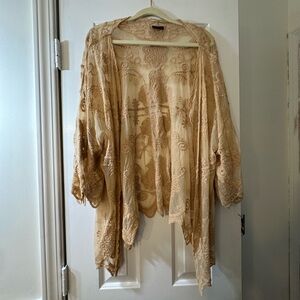 Coco + Carmen Crochet Lace Cardigan in Soft Peach